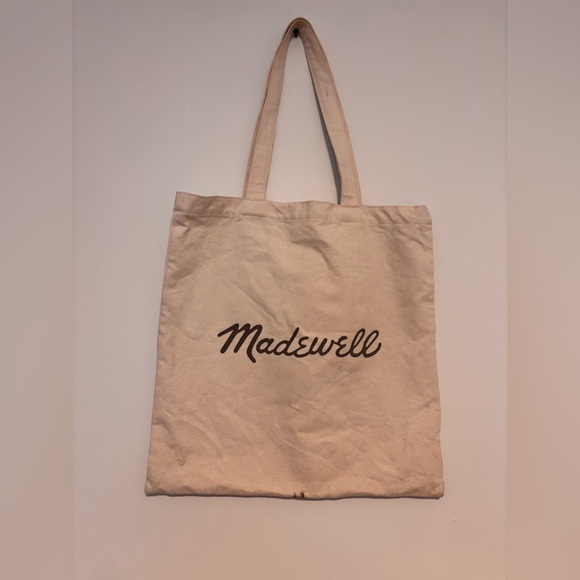 Madewell Cream Tote Bag with Black Text - Picture 2 of 2